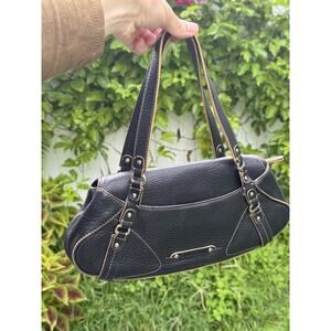 Cole Haan Y2K Village Black Pebbled Leather Contrast Stitching Hobo Shoulder Bag